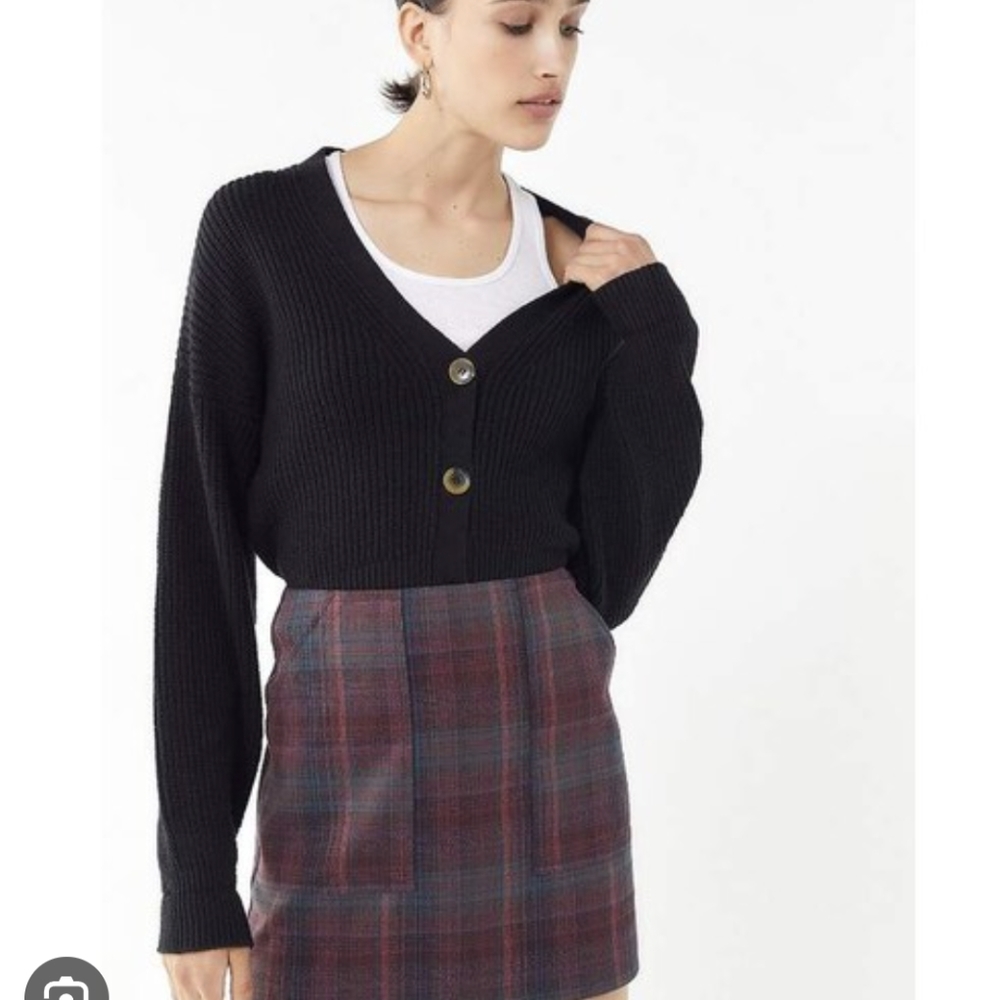Urban outfitters Kai navy knit cropped button up cardigan